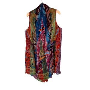 Coloful Woven Embroidered Pashmina Wool Vest by BOK One Size